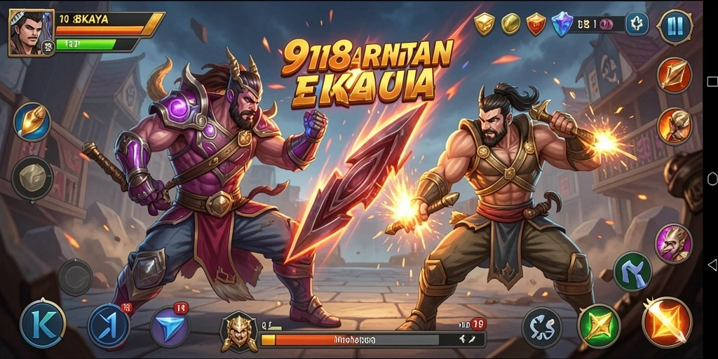 Screenshot aksi pertarungan epik dalam 918KAYA.