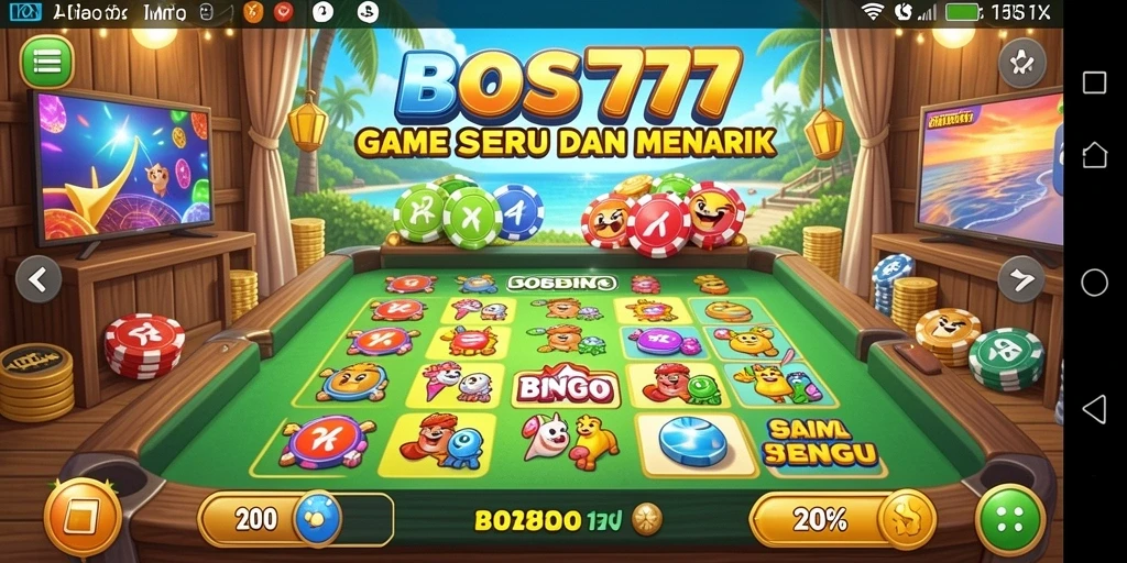 Tampilan gameplay seru di BOS777 dengan suasana Bingo yang meriah.