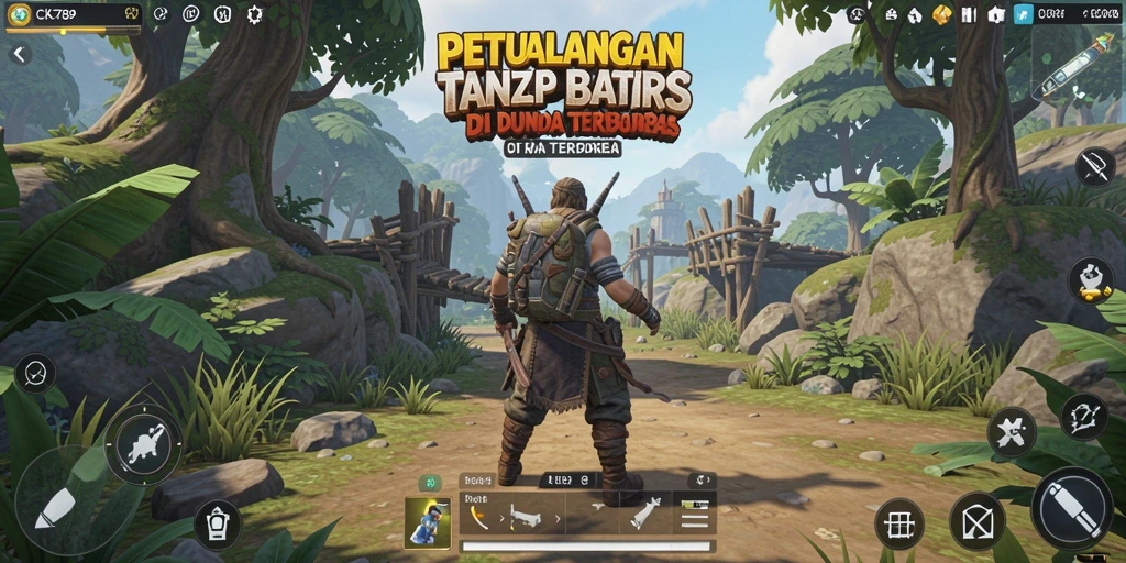 Screenshot gameplay CK789 yang menunjukkan petualangan di dunia terbuka.