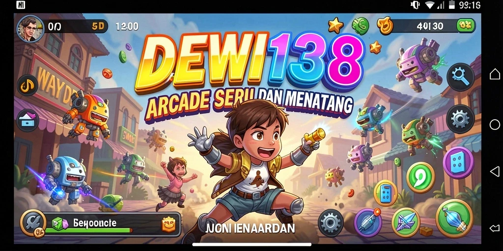 Tangkapan layar utama DEWI138 menunjukkan aksi gameplay Arcade yang seru.