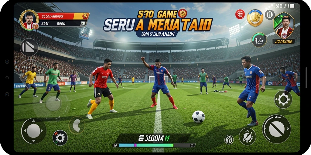 Gameplay J200M yang seru dengan berbagai mode olahraga.