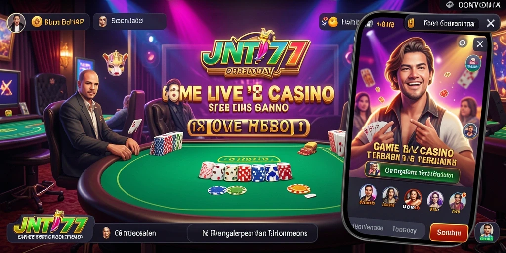 Screenshot gameplay JNT777 menunjukkan suasana Live Casino yang menggembirakan.