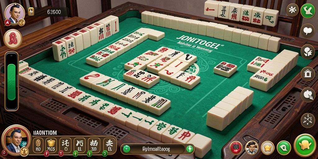 Tampilan utama gameplay JONITOGEL dengan ubin Mahjong berwarna-warni.