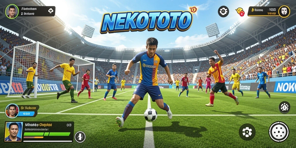 Screenshot NEKOTOTO menampilkan aksi seru di lapangan olahraga.