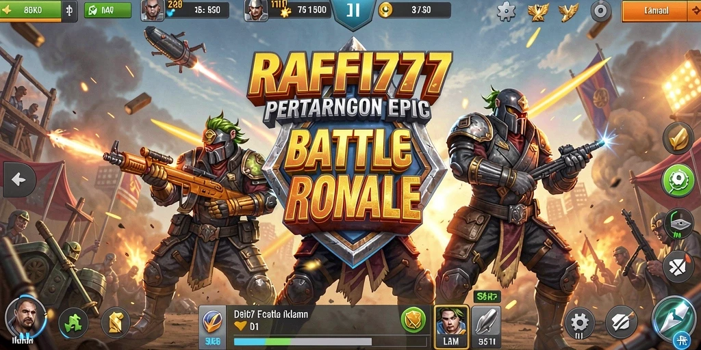 Screenshot RAFFI777 menampilkan pertarungan Battle Royale yang epic.