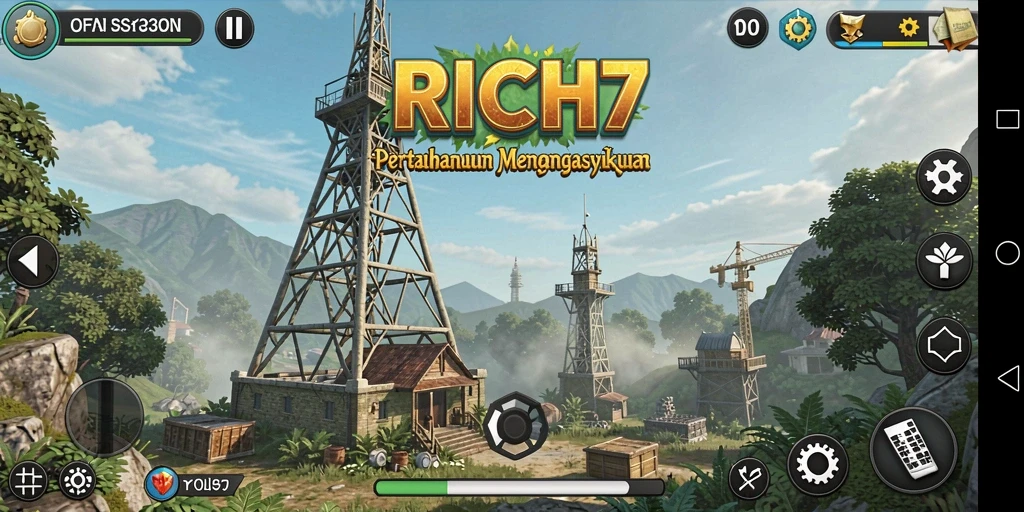 Tampak aksi seru dari gameplay Tower Defense RICH7.