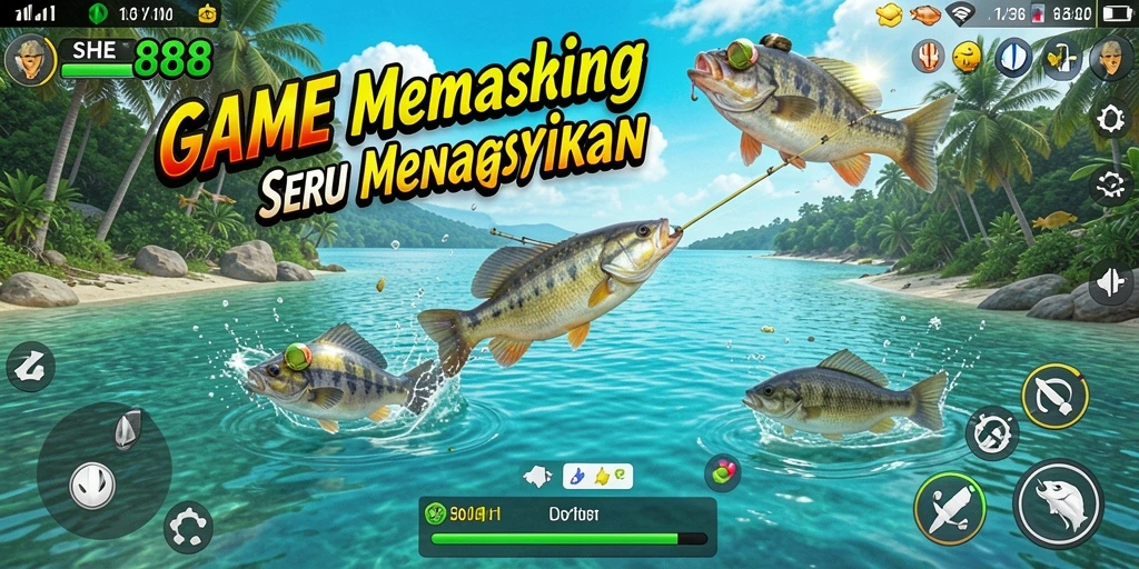 Tangkapan seru dalam gameplay SHE888 yang menampilkan suasana memancing.