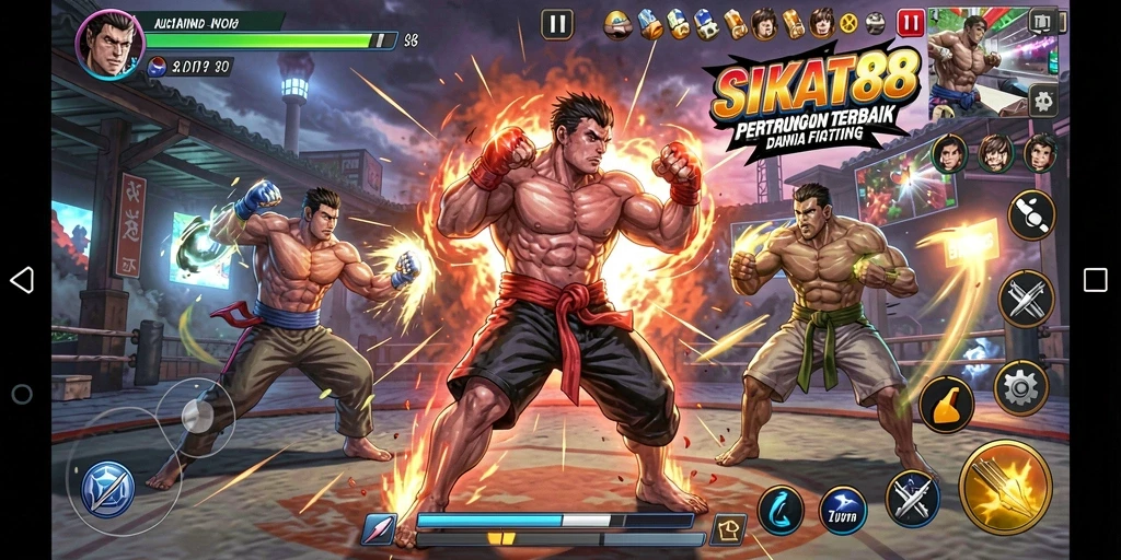 Screenshot gameplay SIKAT88 dengan aksi pertarungan yang mendebarkan.